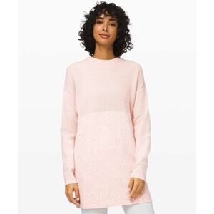 Lululemon Restful Intention Tunic Sweater Pink Heather Cashmere Wool Blend Small